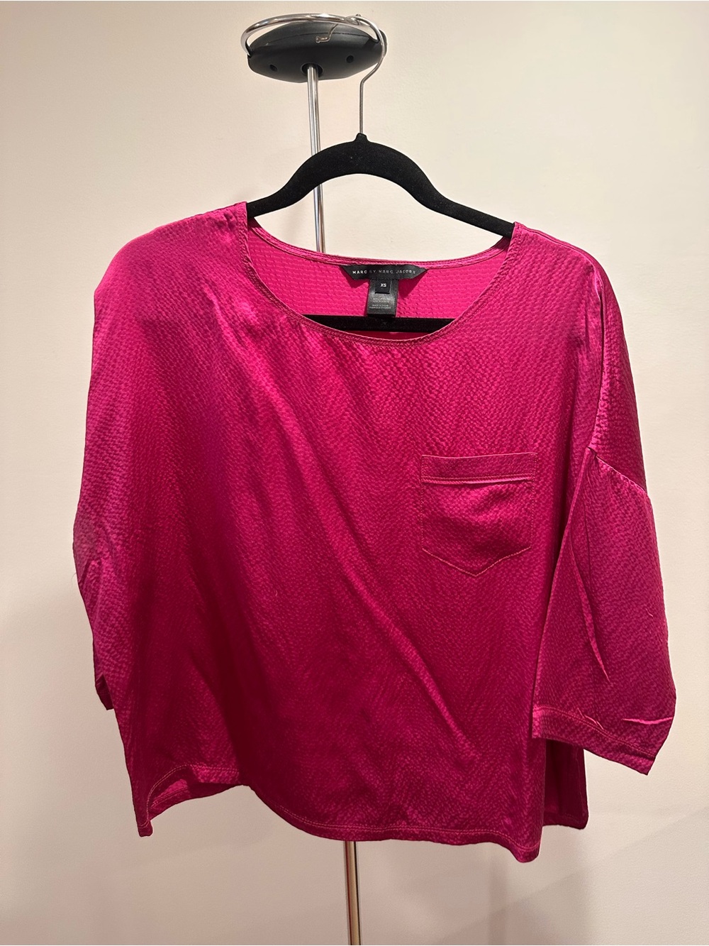 Marc Jacobs Fuscia Silk-Blend Boxy Top